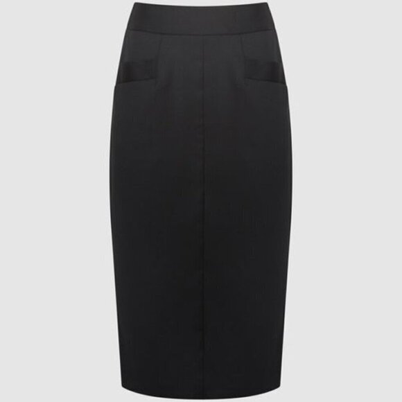 New REISS Haisley Wool Blend Tailored Pencil Skirt Black- Size 12